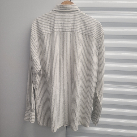 Faconnable Jeans Long Sleeve Button Up Shirt, Size Large, White with Stripes - Picture 7 of 10